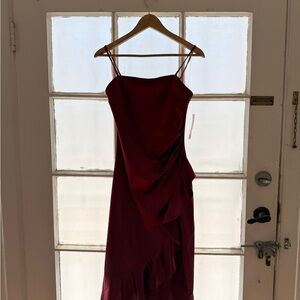 Inspired Hearts Burgundy Spaghetti-Strap Midi Dress